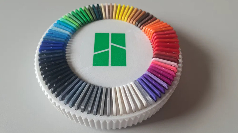 Swatch holder carousel on a table