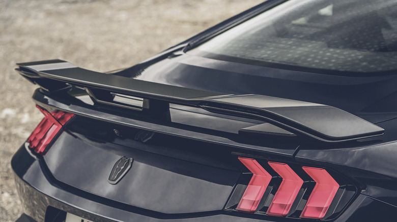 Close shot of rear of Ford Mustang Dark Horse model