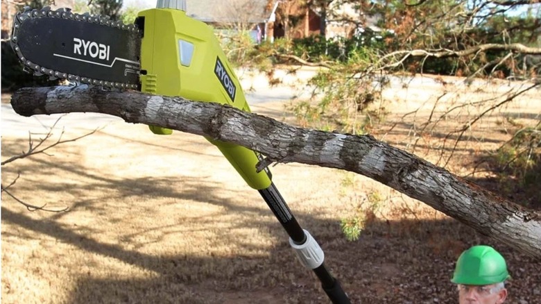 Person using 40V Ryobi Pole Saw