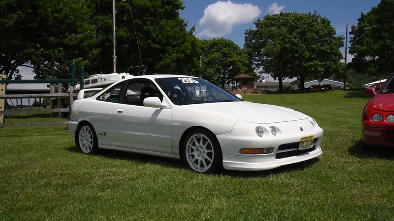 A side on shot of a white 1997 Acura Integra Type-R