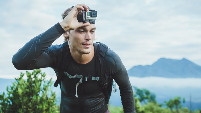 man wearing GoPro on his head