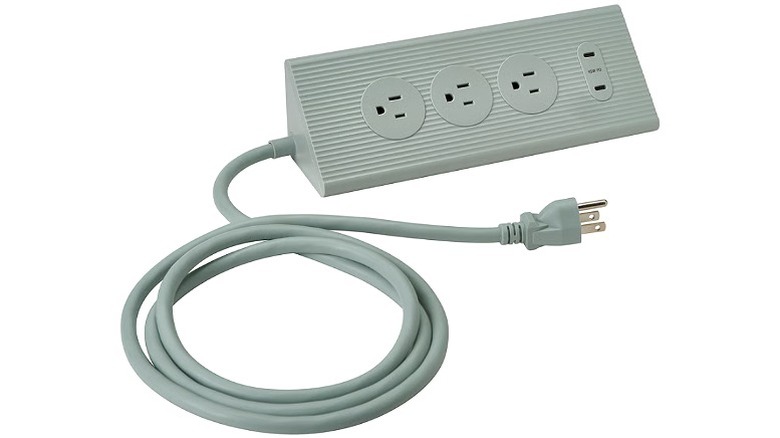 Green extension cord with multiple outlets