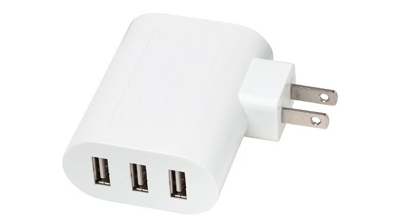 A white USB charger