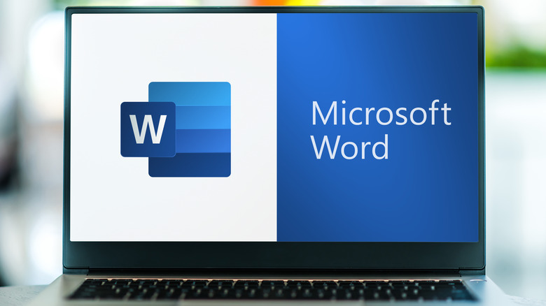 Microsoft Word logo on laptop screen
