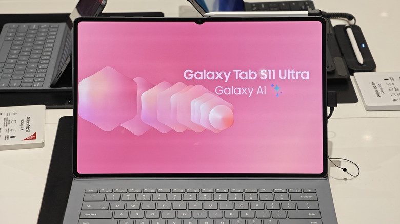 Samsung Galaxy Tab S11 Ultra with a keyboard