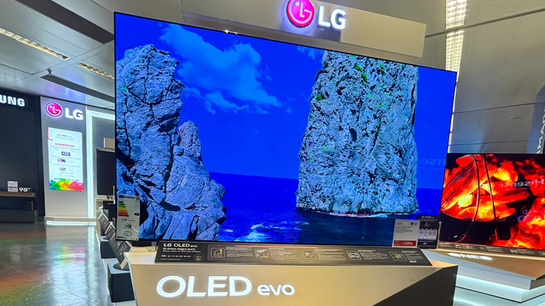 LG OLED Evo TV showcased at an electronics store