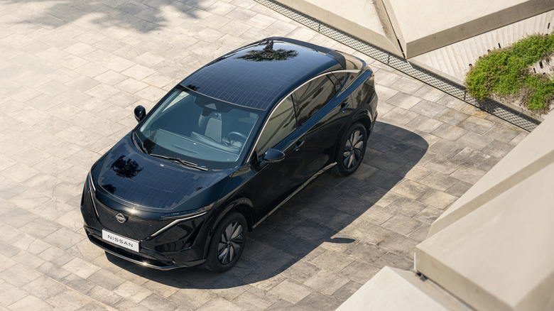 Solar panels on a Nissan Ariya EV prototype