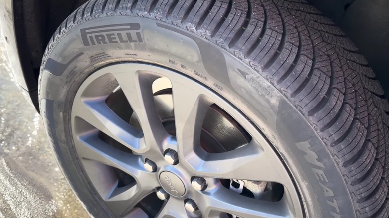 Close-up of Scorpion Pirelli Weatheractive tire.