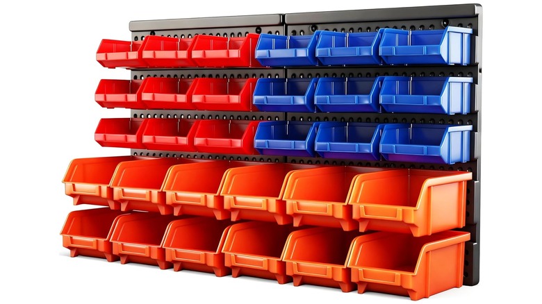 HORUSDY Wall Mounted Small Parts Storage Bin Rack