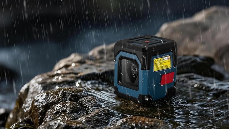laser level on rocks