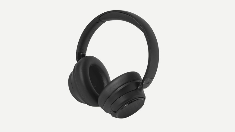 Black Amazon Basics Active Noise Canceling Headphones on a white background.