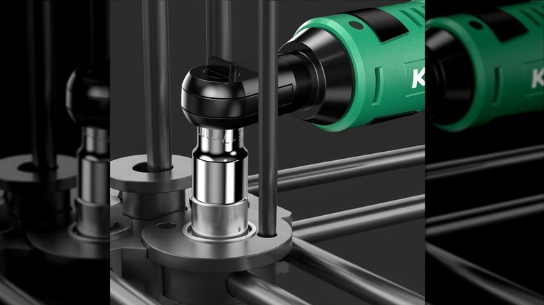 A close-up of KIMO's Cordless Electric Ratchet in action