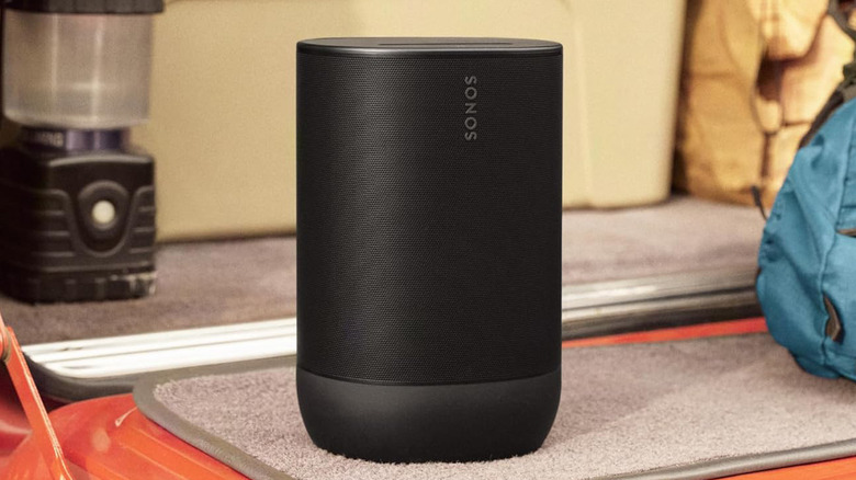 Sonos Move 2 smart speaker in an outdoor environment