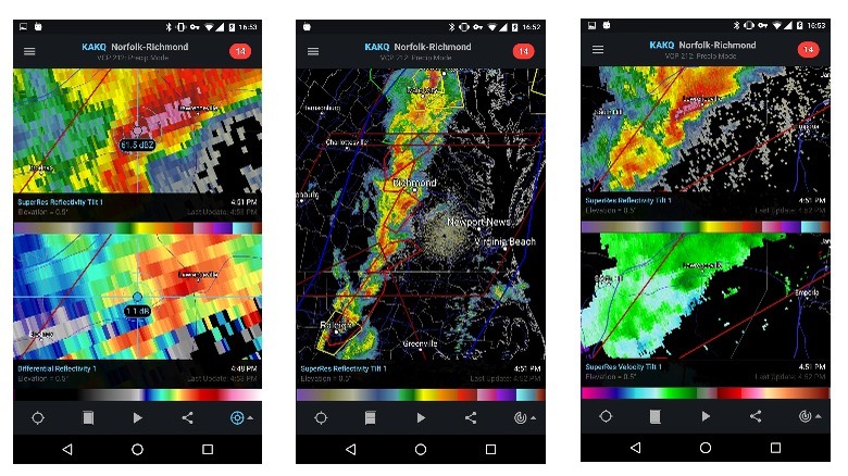 RadarScope app screens