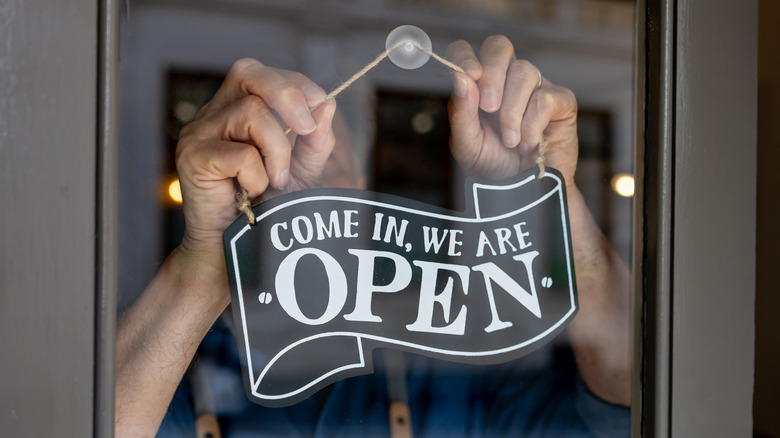 Open board on a shop