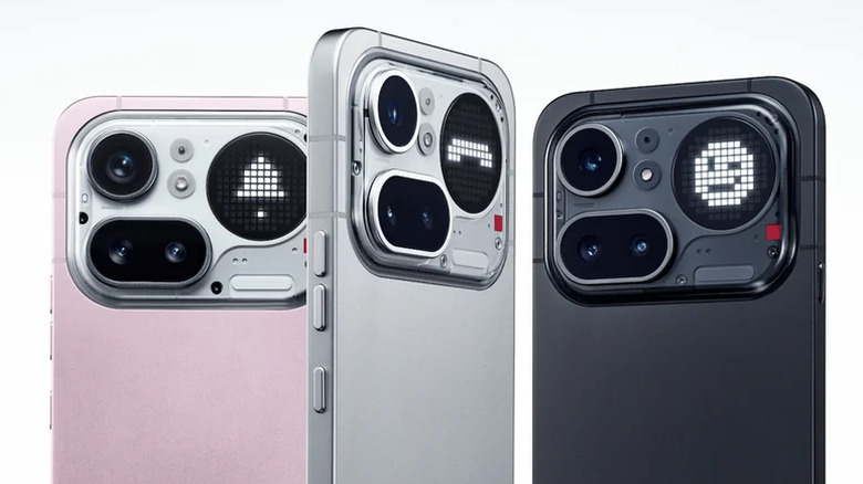 Promotional image of the Nothing Phone 4(a) Pro in different colors