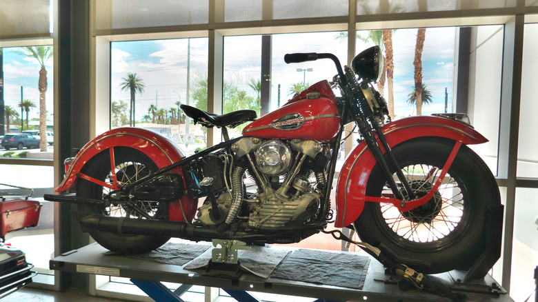 1936-1947 model Harley Davidson EL Knucklehead indoors, right-side view