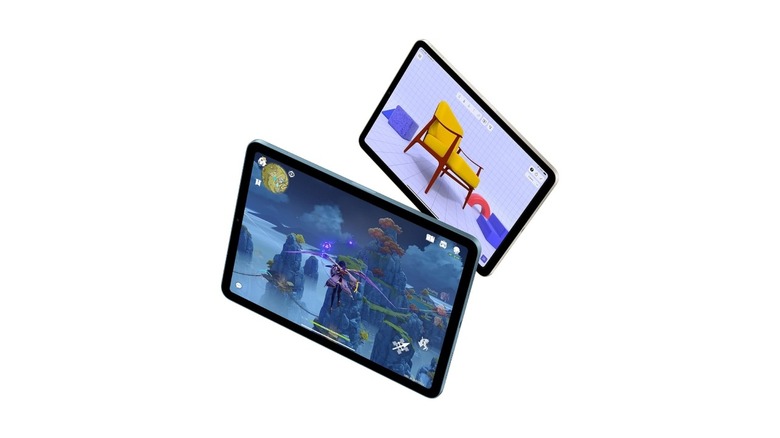Two iPad Airs with games running on them