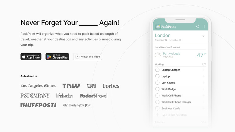 PackPoint features