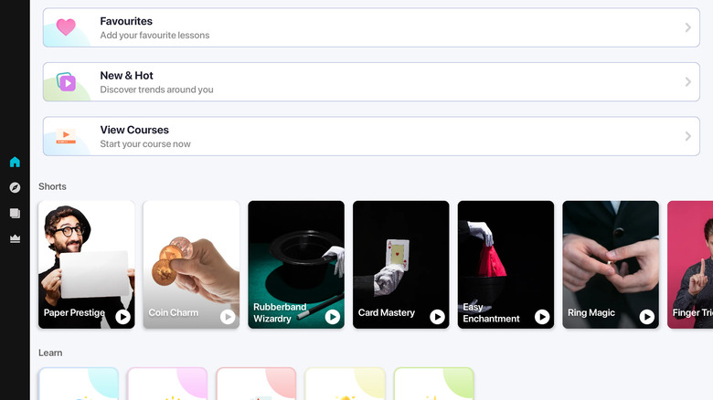 Learn Magic Tricks home screen