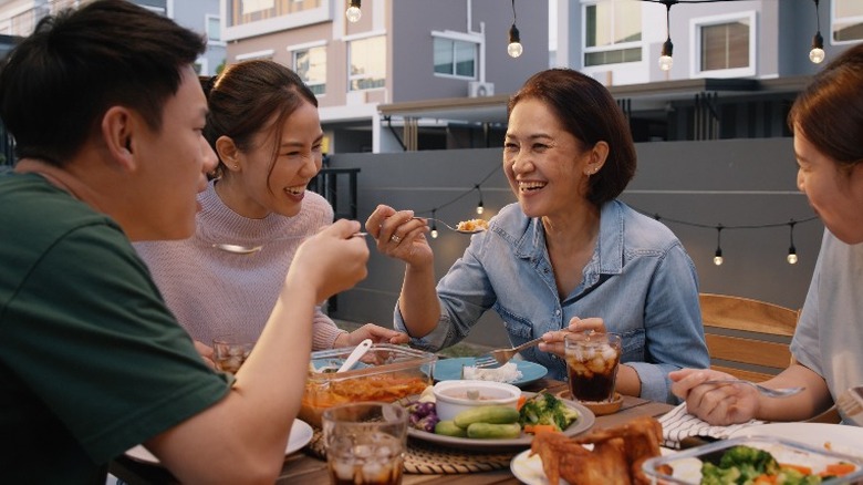 group eating together