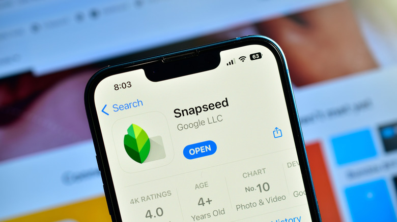 Snapseed photo editing app on smartphone