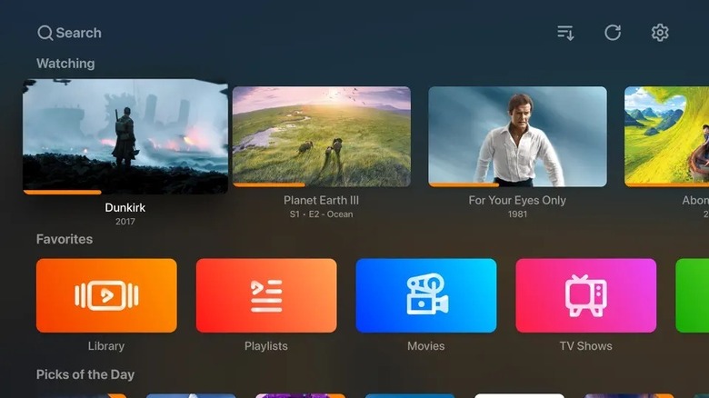 The user interface of the Infuse media player app for Apple TV