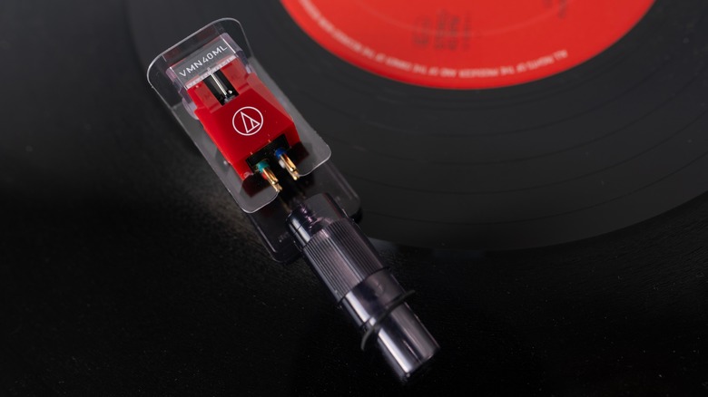 close-up of vinyl record