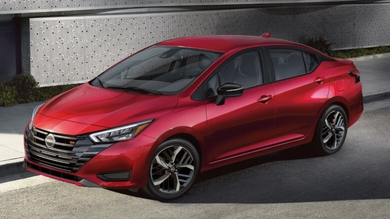 A red 2025 Nissan Versa