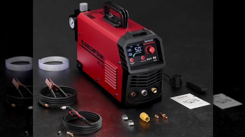 Close up of a portable plasma cutter