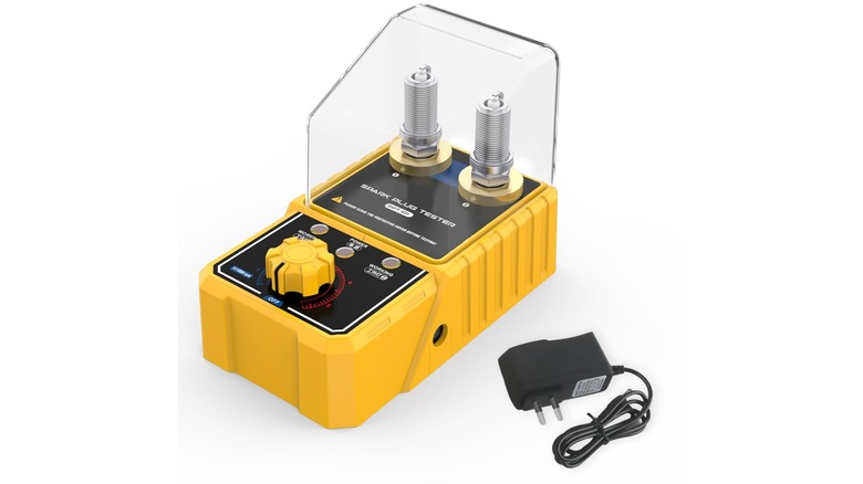 Product demo of a spark plug tester