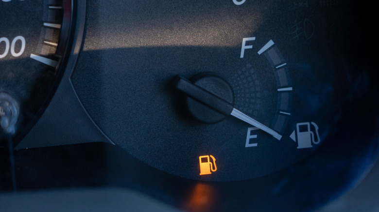 Low fuel light on fuel gauge