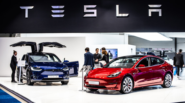 Tesla car display showroom