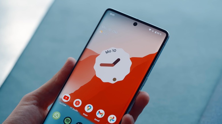 an Android phone held in hand