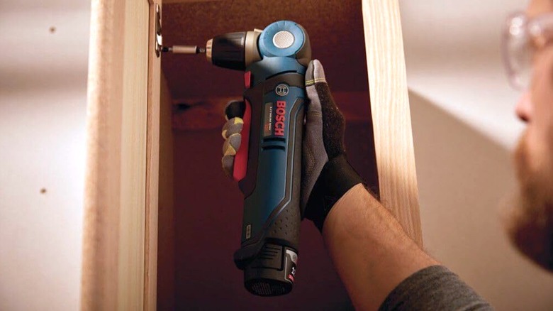 Person using Bosch 12V Max right angle drill