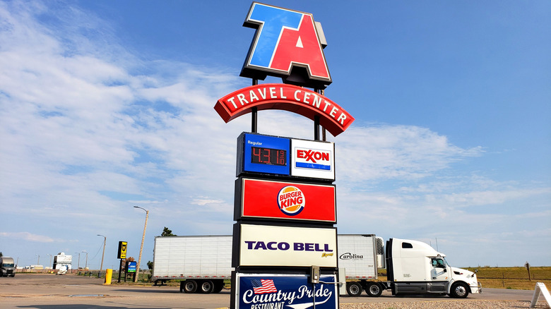 TravelCenters of America sign with a semi truck in the background