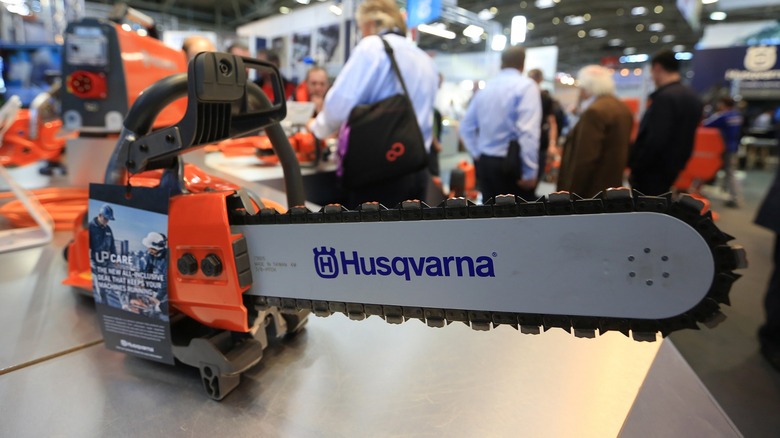Husqvarna chainsaw at a tradeshow