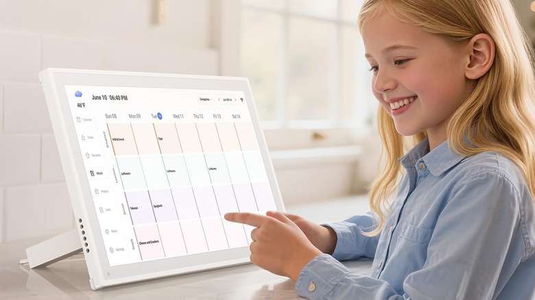 child using digital calendar