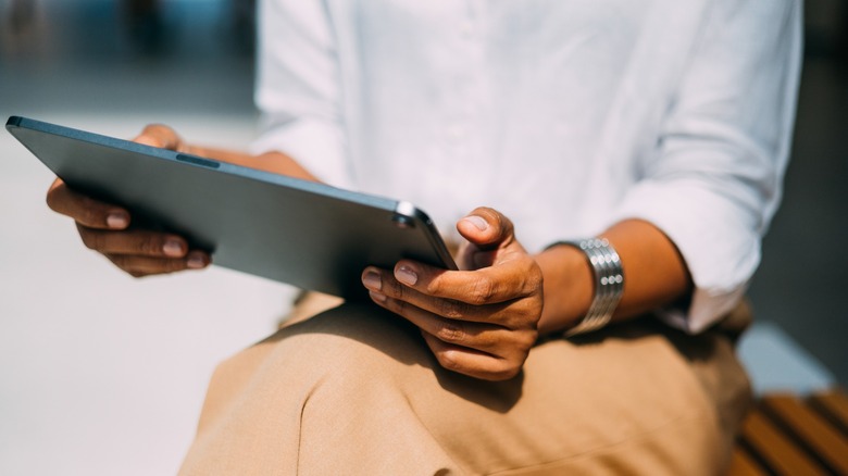 Woman using tablet