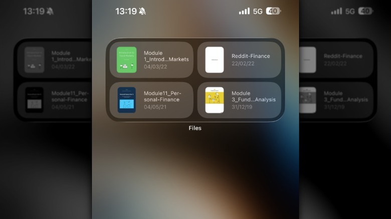 Files widget on an iPhone Home Screen.