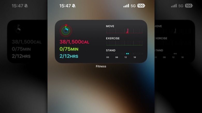 Fitness app widget on an iPhone Home Screen.