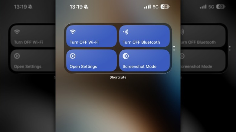 Shortcuts app widget on an iPhone Home Screen.
