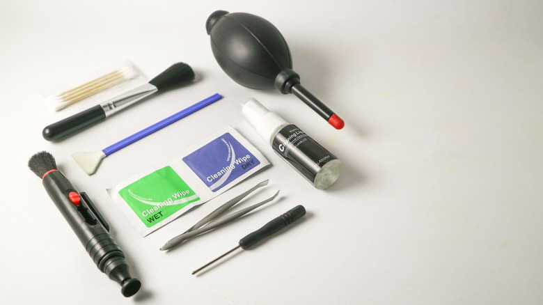 A professional camera lens cleaning kit