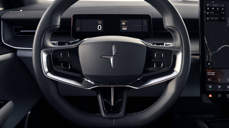 Unlabelled steering wheel buttons on the Polestar 3