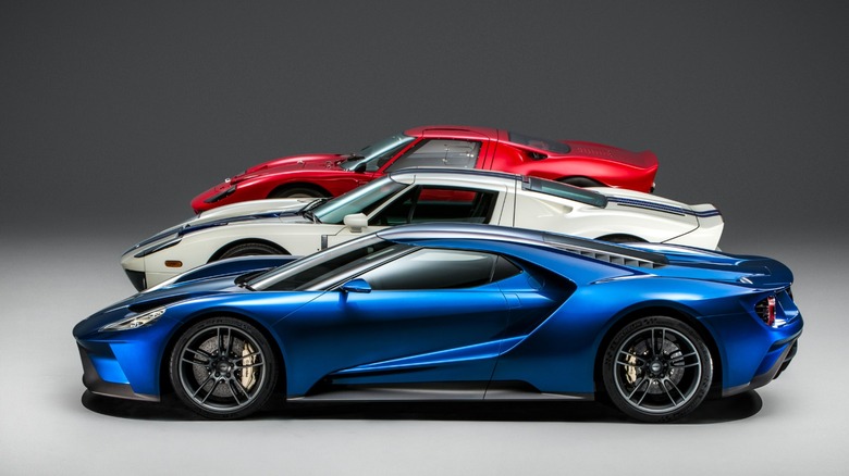 three generations of the Ford GT