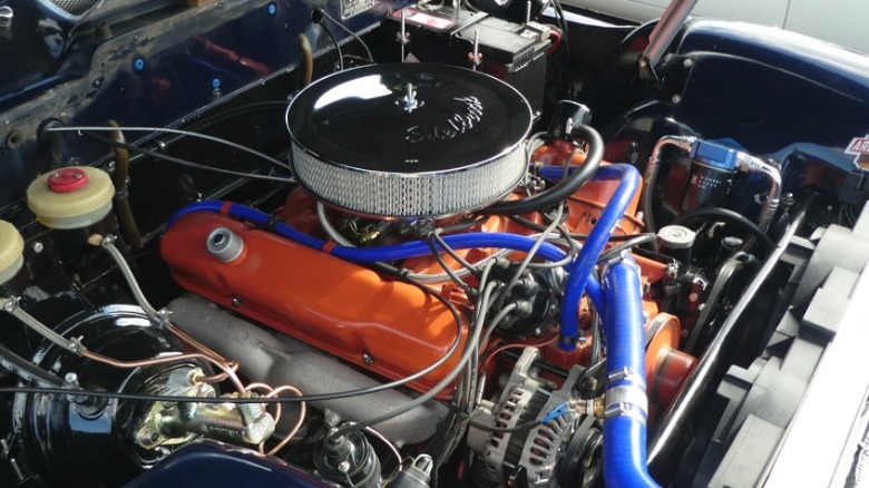 Jensen C-V8 engine in an engine bay