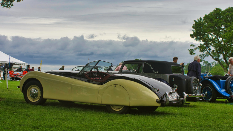 Three classic cars parked next to each other at the 2019 Greenwich Concours.