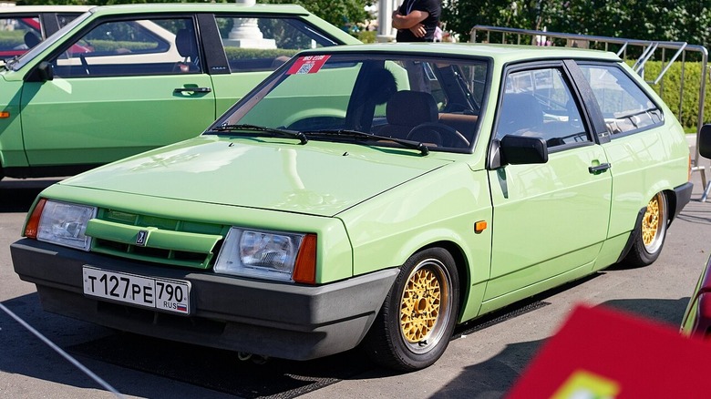 Lowered Lada at car show