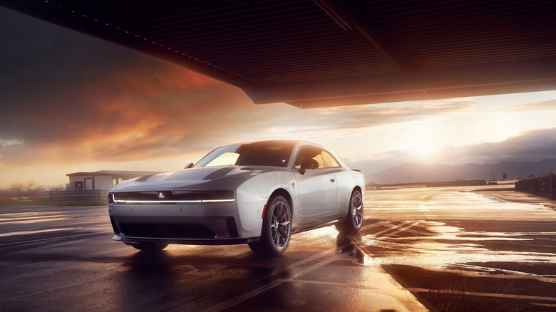 2024 Dodge Charger at sunset, front-left 3/4 view