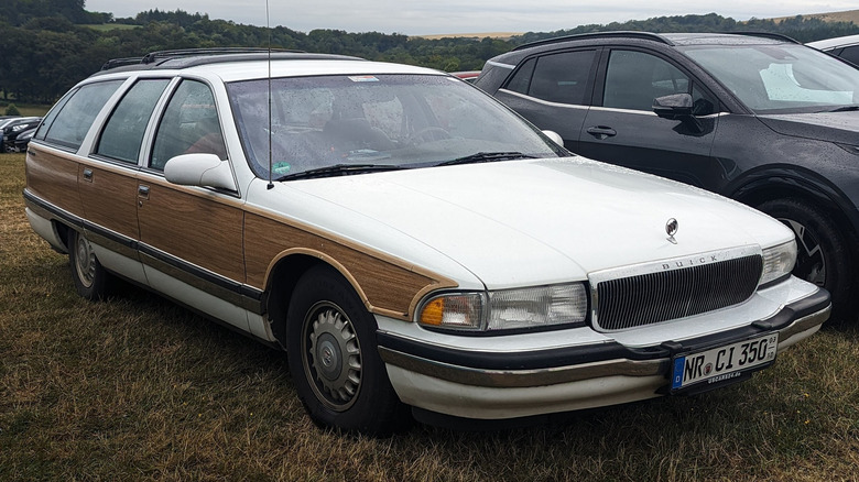 Buick Roadmaster Estate parked in a field